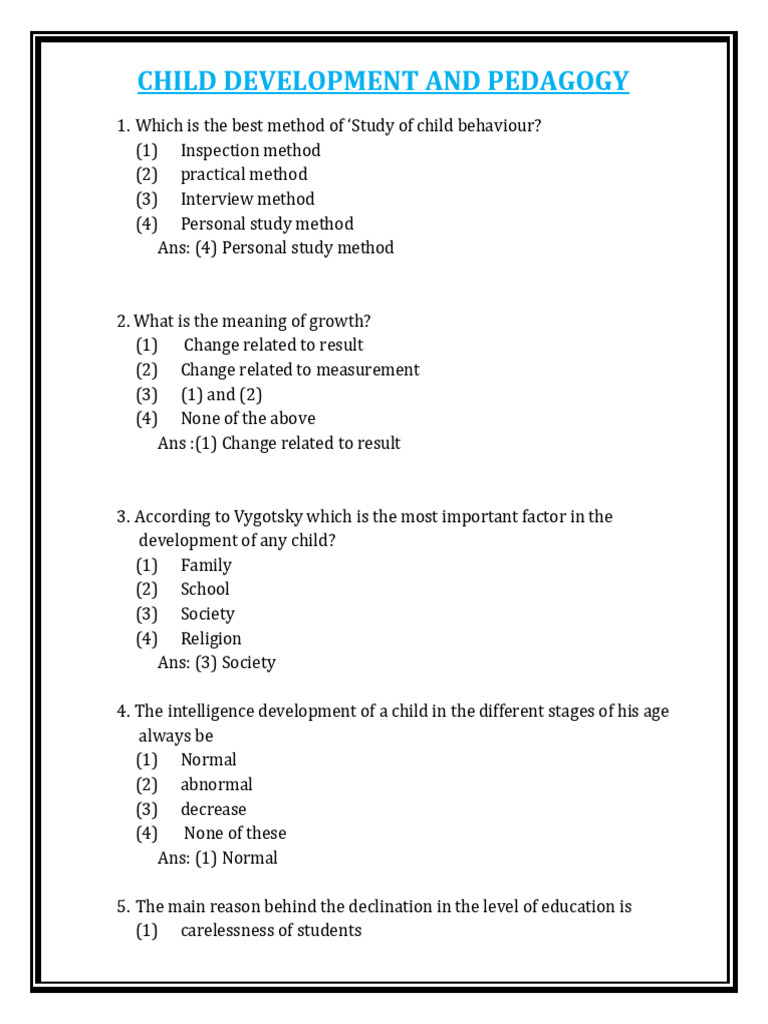 Child Development and Pedagogy 2 | PDF | Learning | Behavioural Sciences