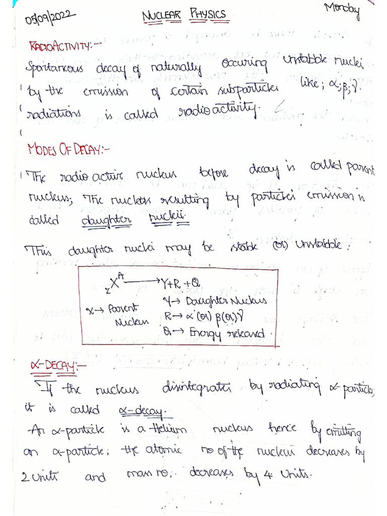 Nuclear Physics 2022 Scanned Notes | PDF