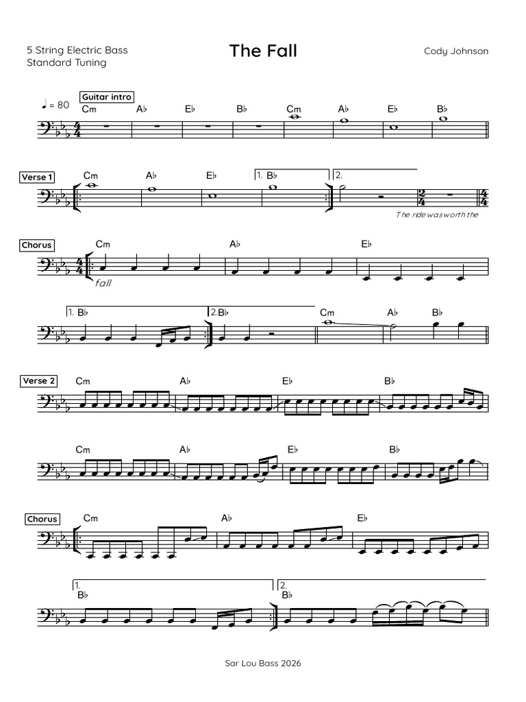 Cody Johnson The Fall - Eb Maj | PDF