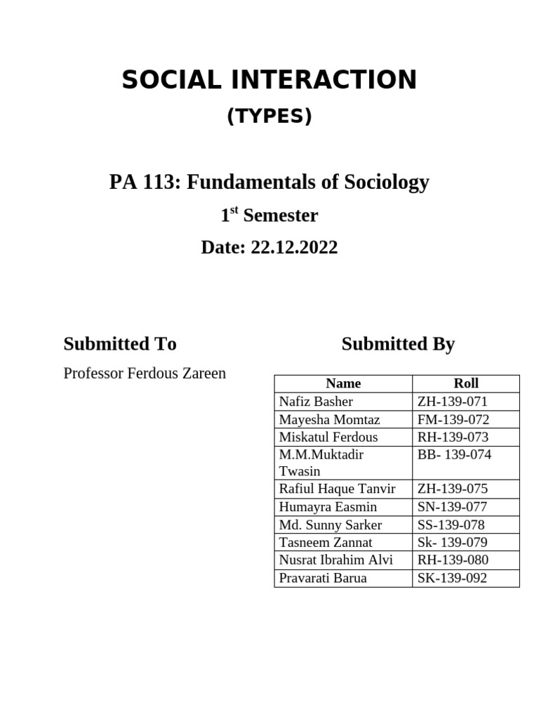 Social Interaction Types | PDF