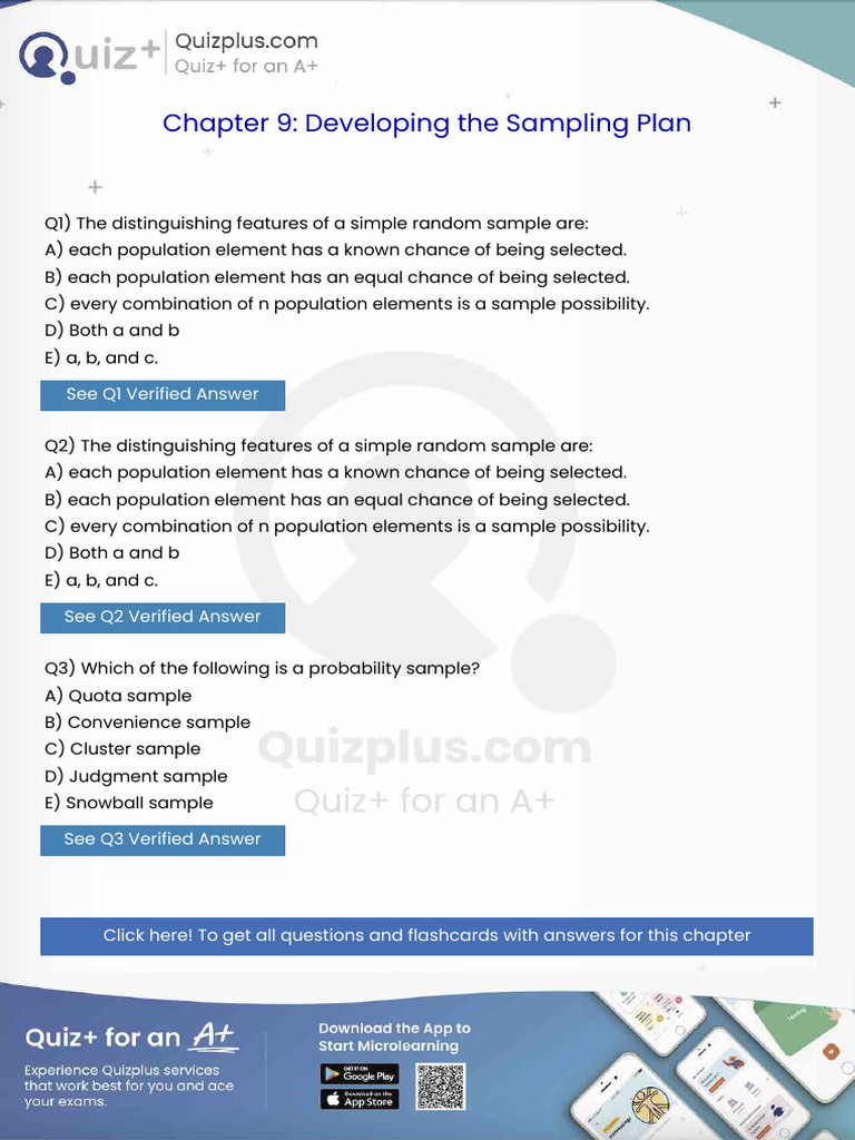The Distinguishing Features of A Simple Random Sample Are | PDF