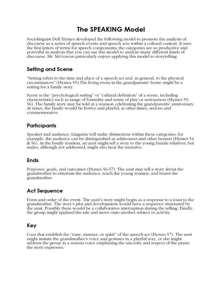 The Speaking Model | PDF