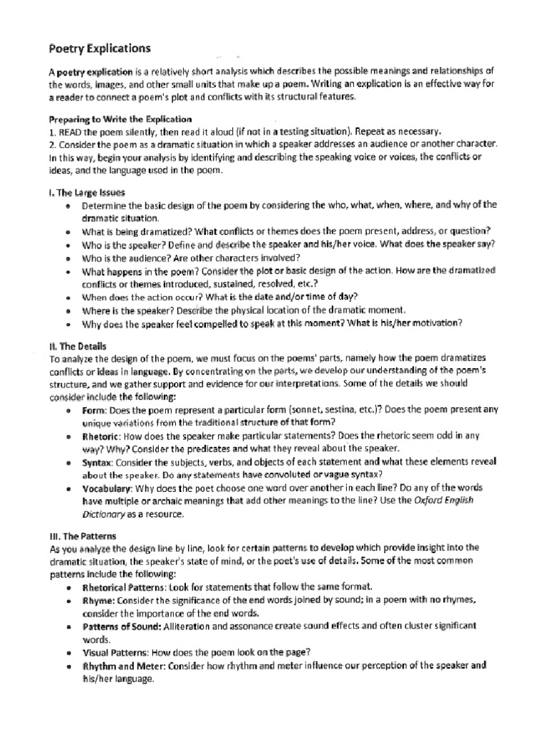 Intro To Poetry Explication Expos. Writing | PDF