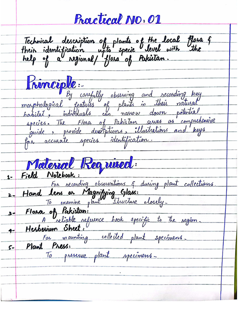 Plant Systematics Practical Notebook | PDF