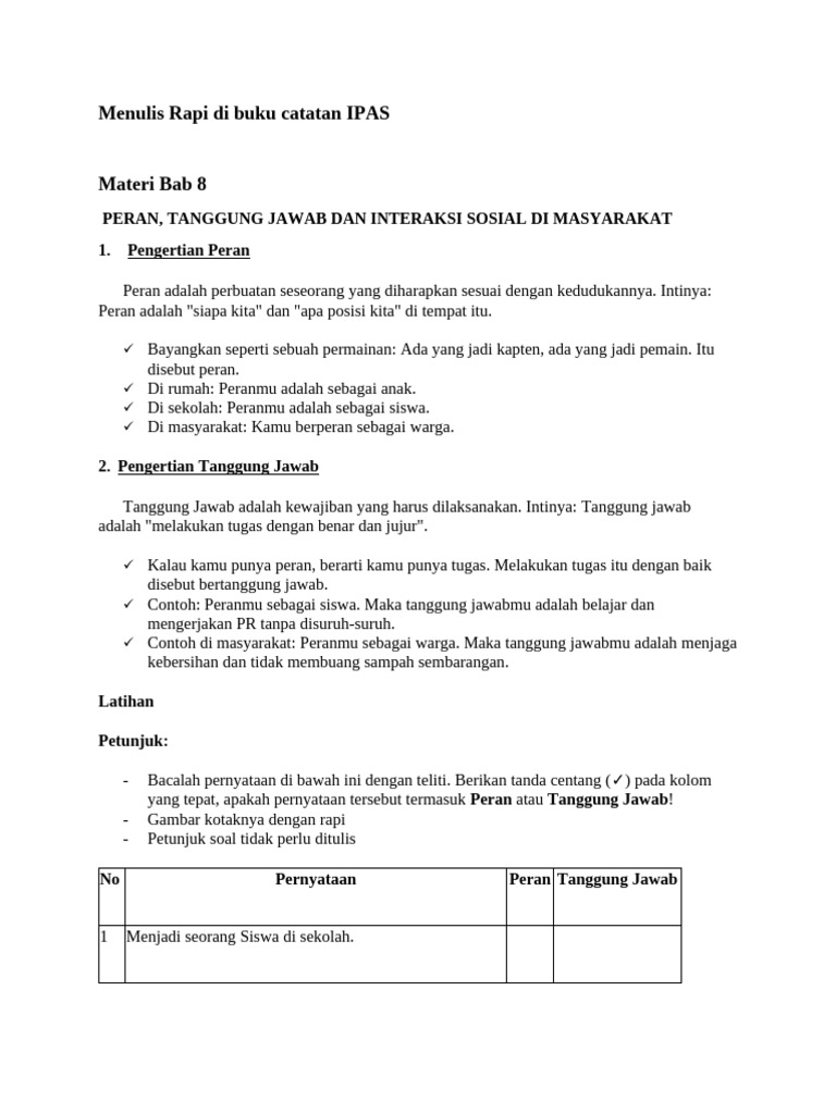 Menulis Rapi Di Buku Catatan IPAS | PDF