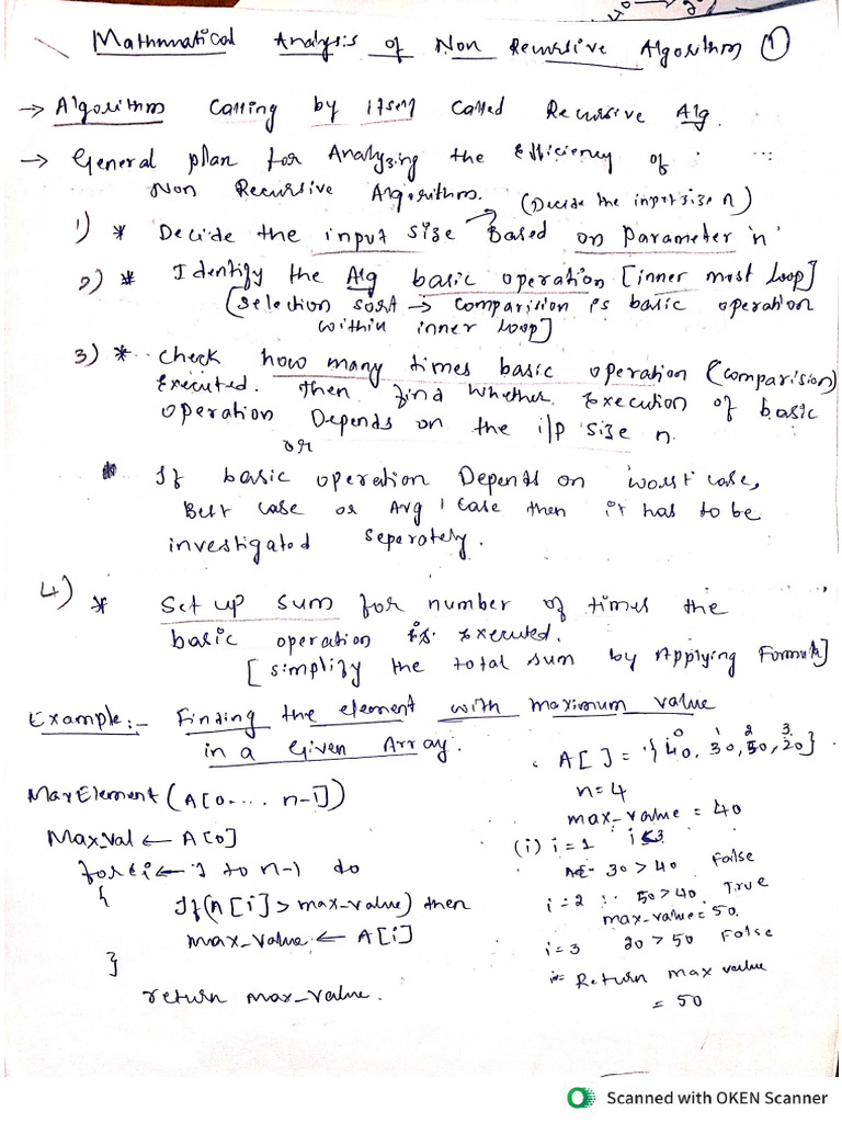 Mathematical Analysis of Non Recursive Algorithm | PDF
