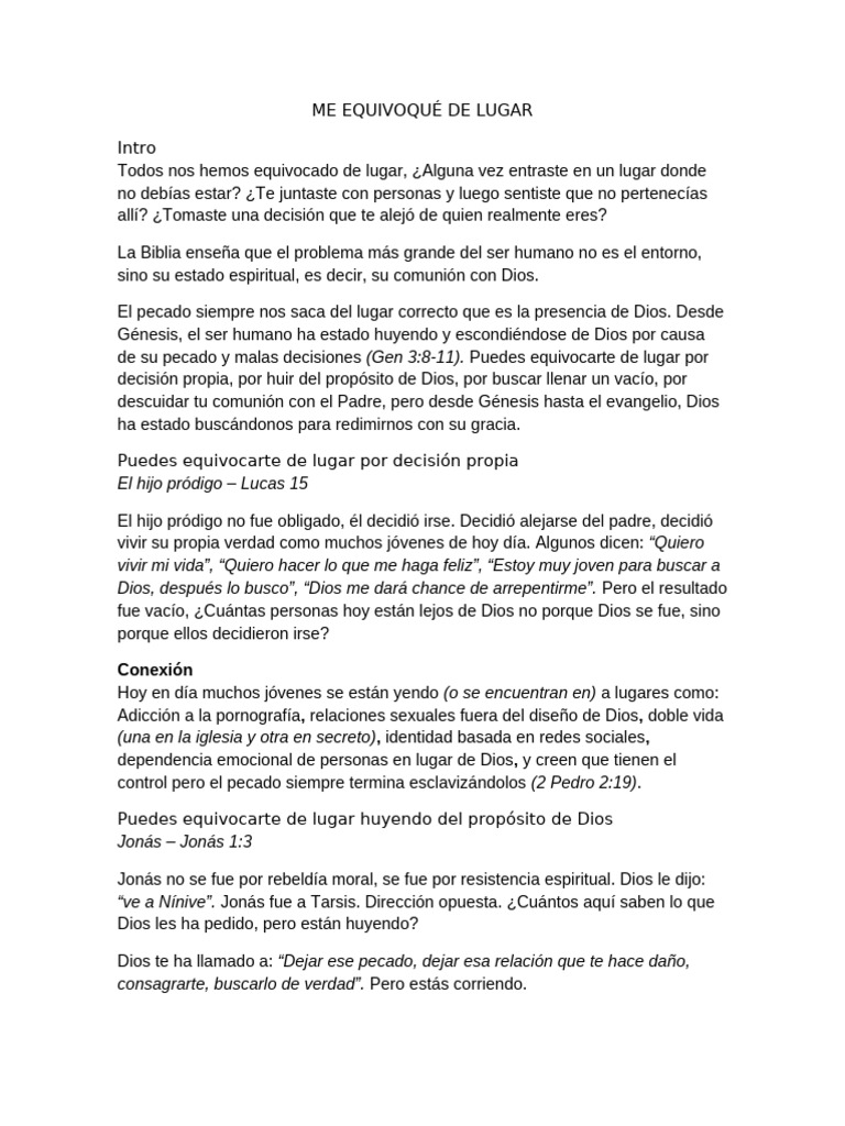 Me Equivoqué de Lugar | PDF