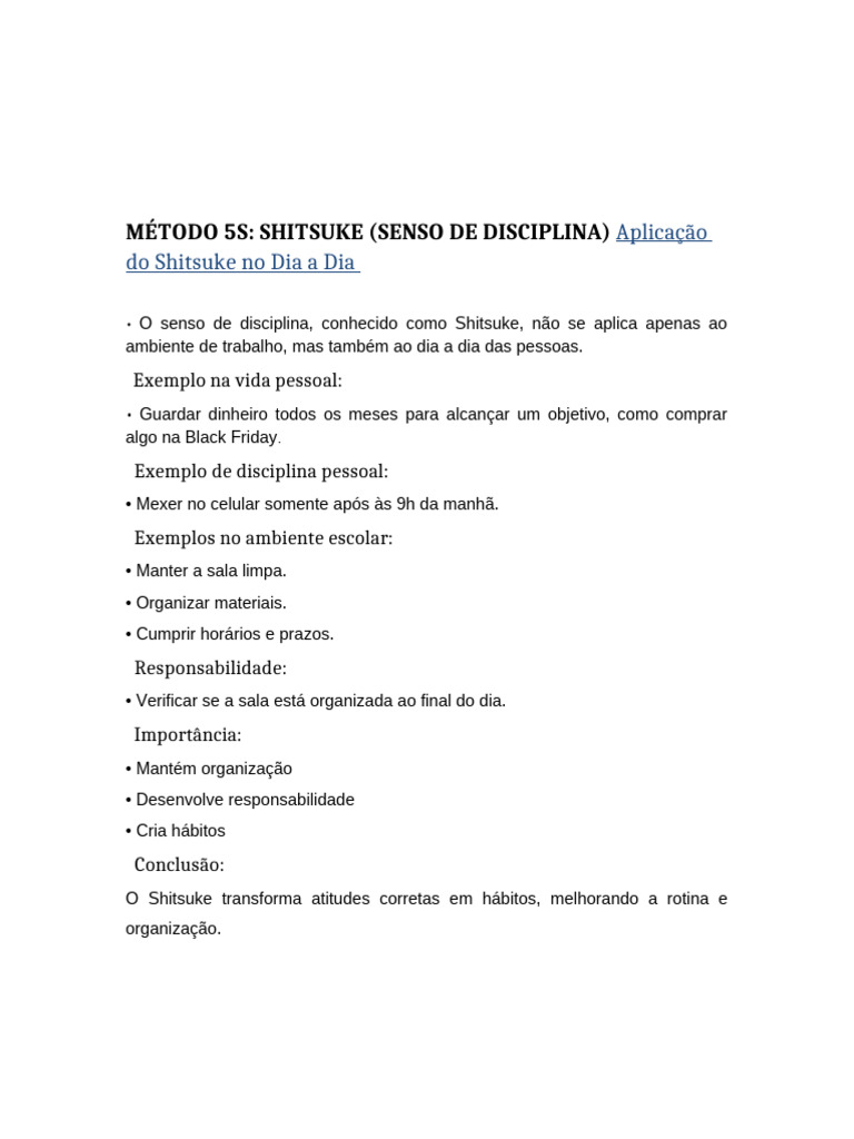 Trabalho Shitsuke 5S . | PDF