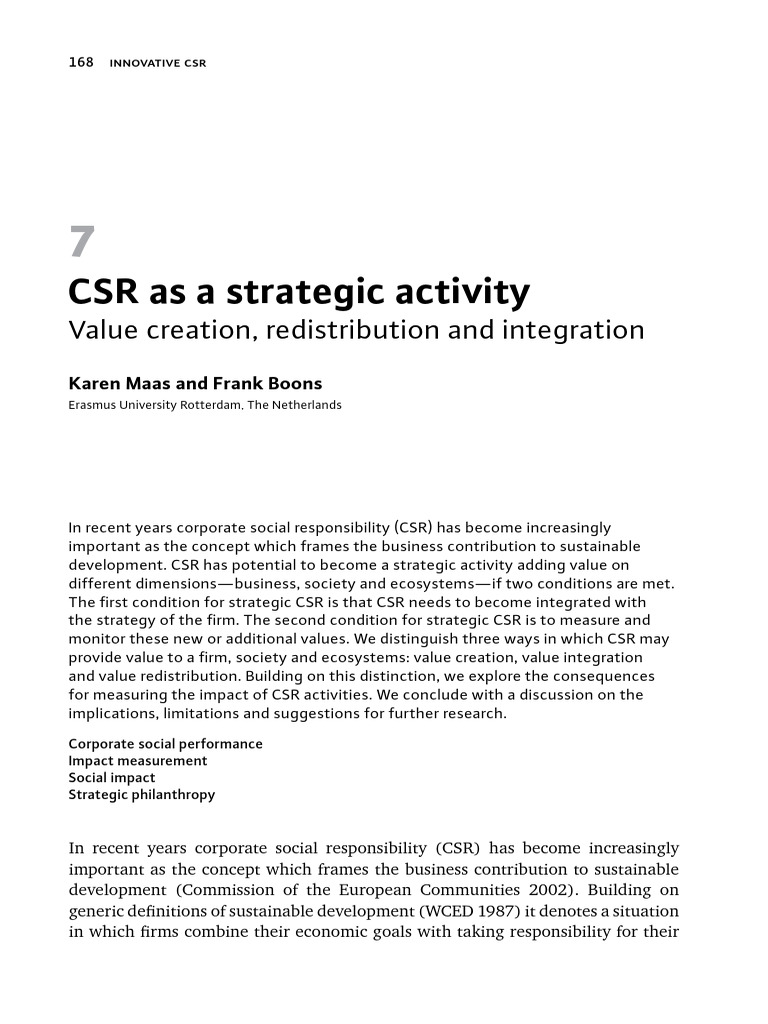CSR As A Strategic Activity | PDF