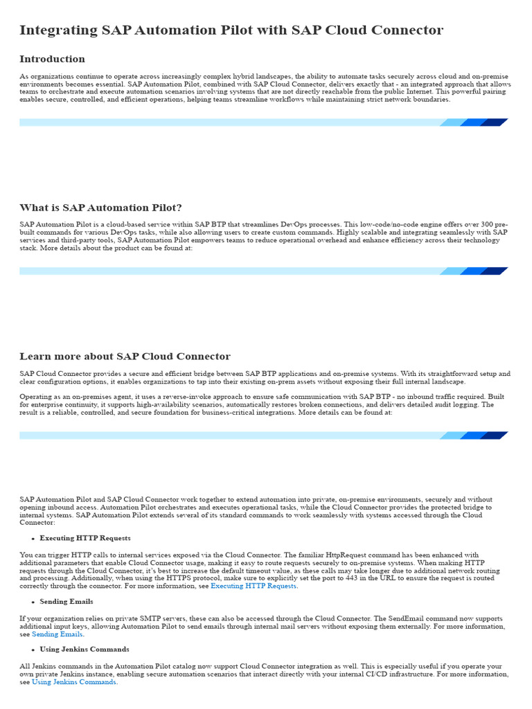 Integrating SAP Automation Pilot With SAP Cloud Connector | PDF