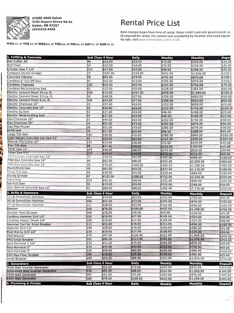 HD Rental Price List | PDF