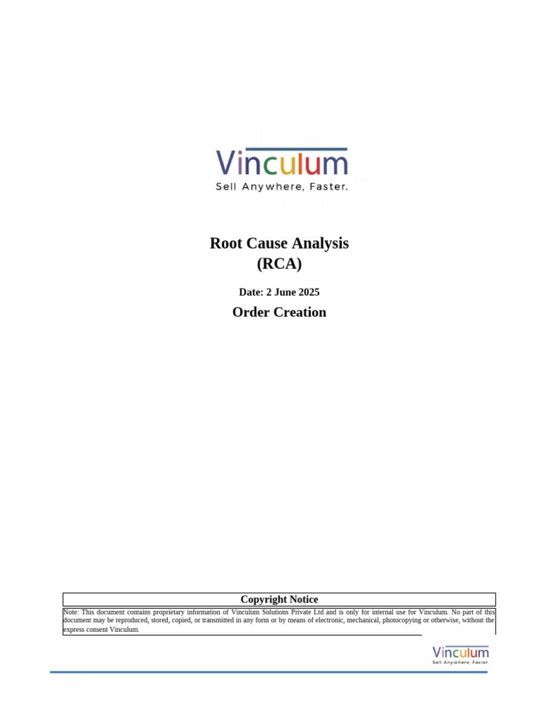 RCA Order Create | PDF