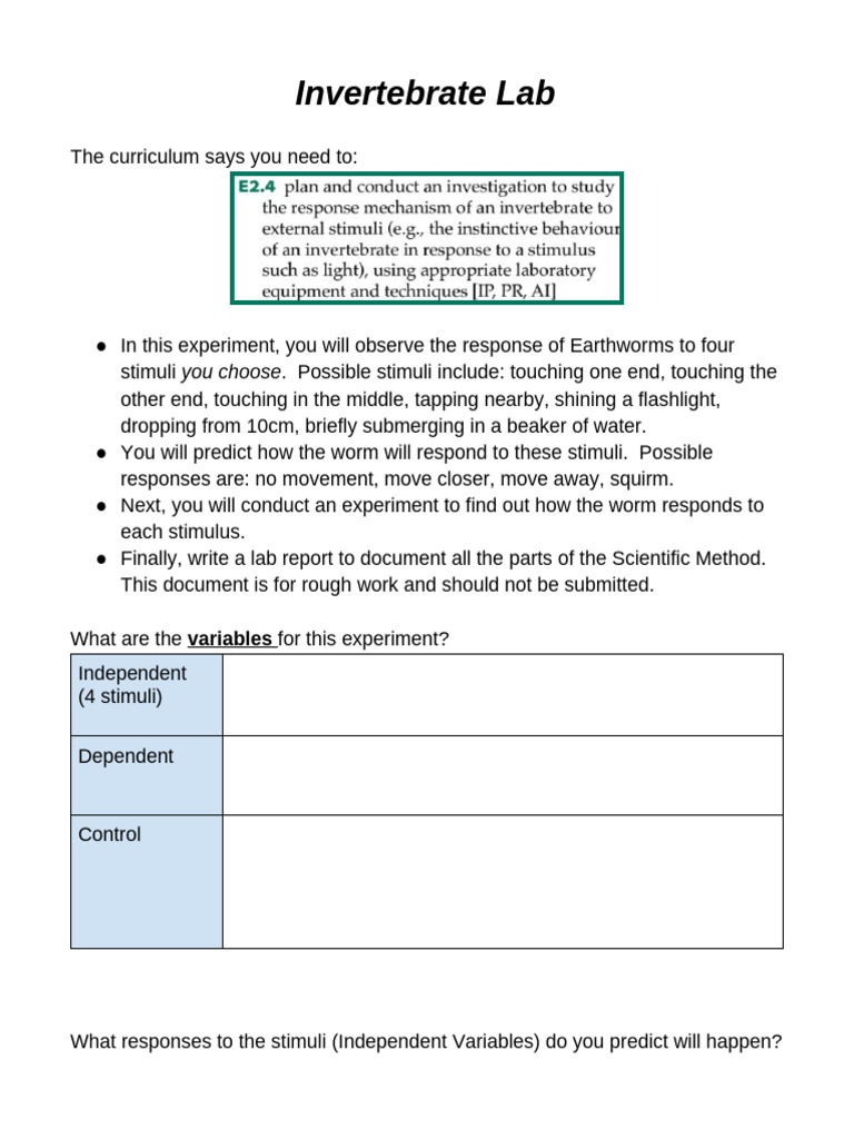 Invertebrate Lab | PDF