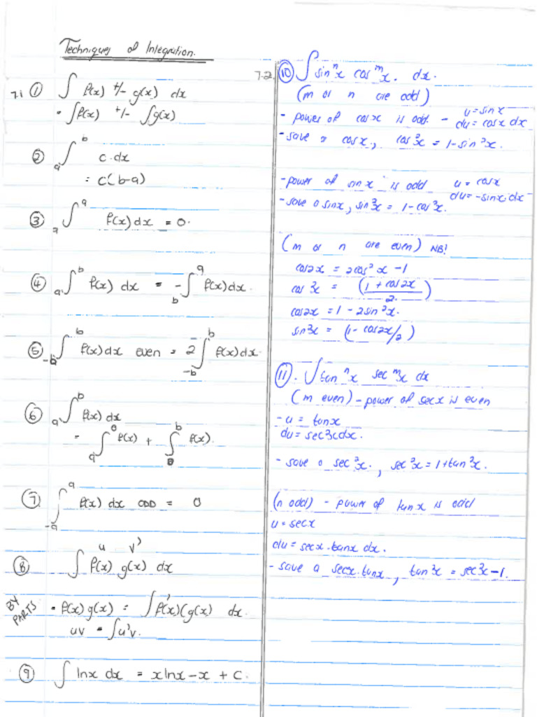 Integration Methods Sheet 1 | PDF