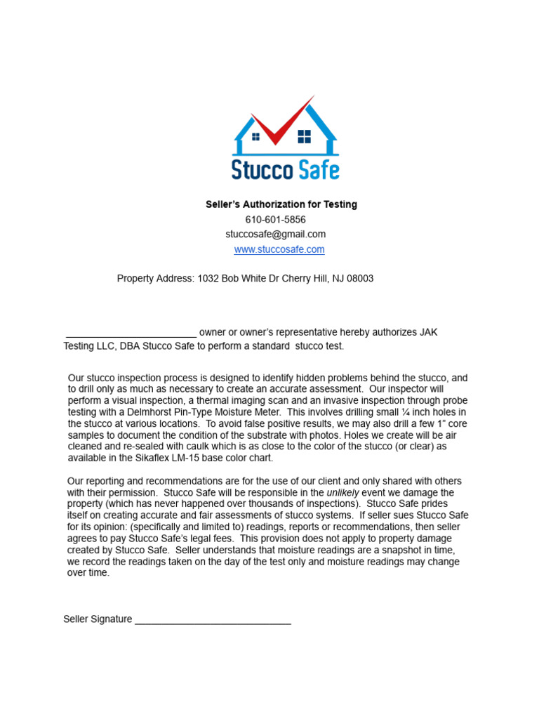Seller Stucco Inspection Form | PDF