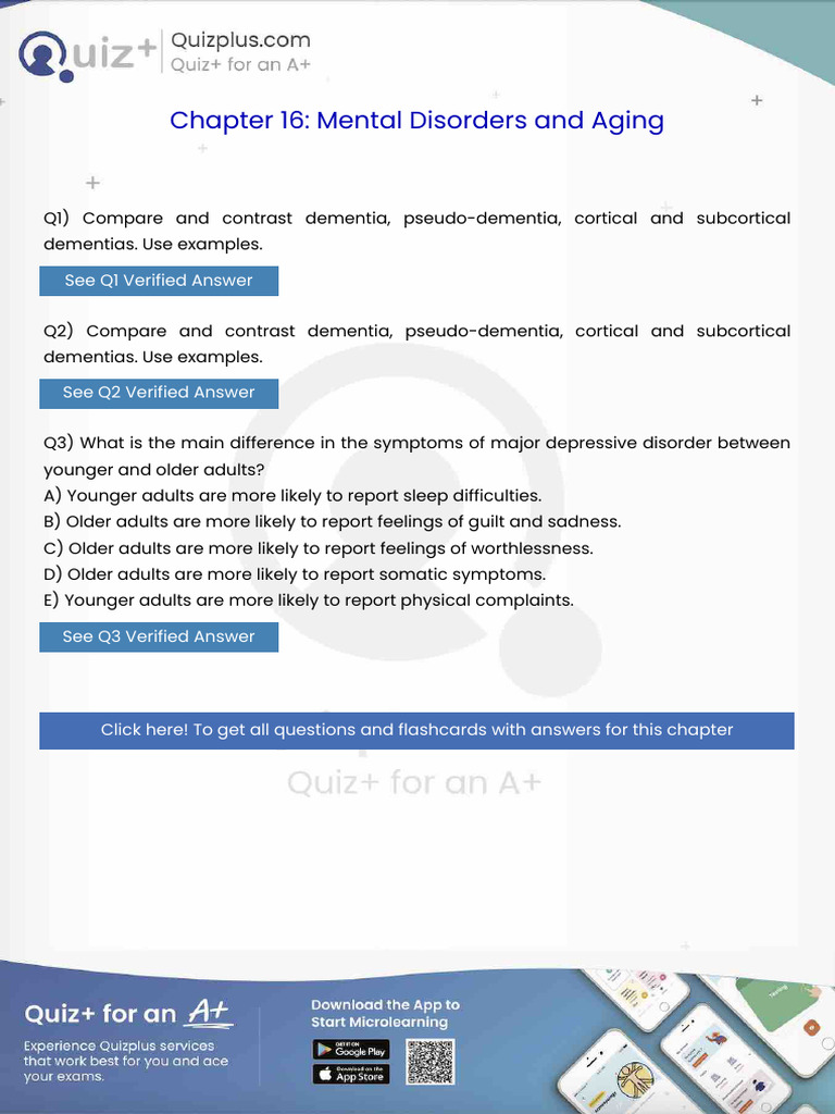 Compare and Contrast Dementia Pseudodementia Cortical and Subcortical ...