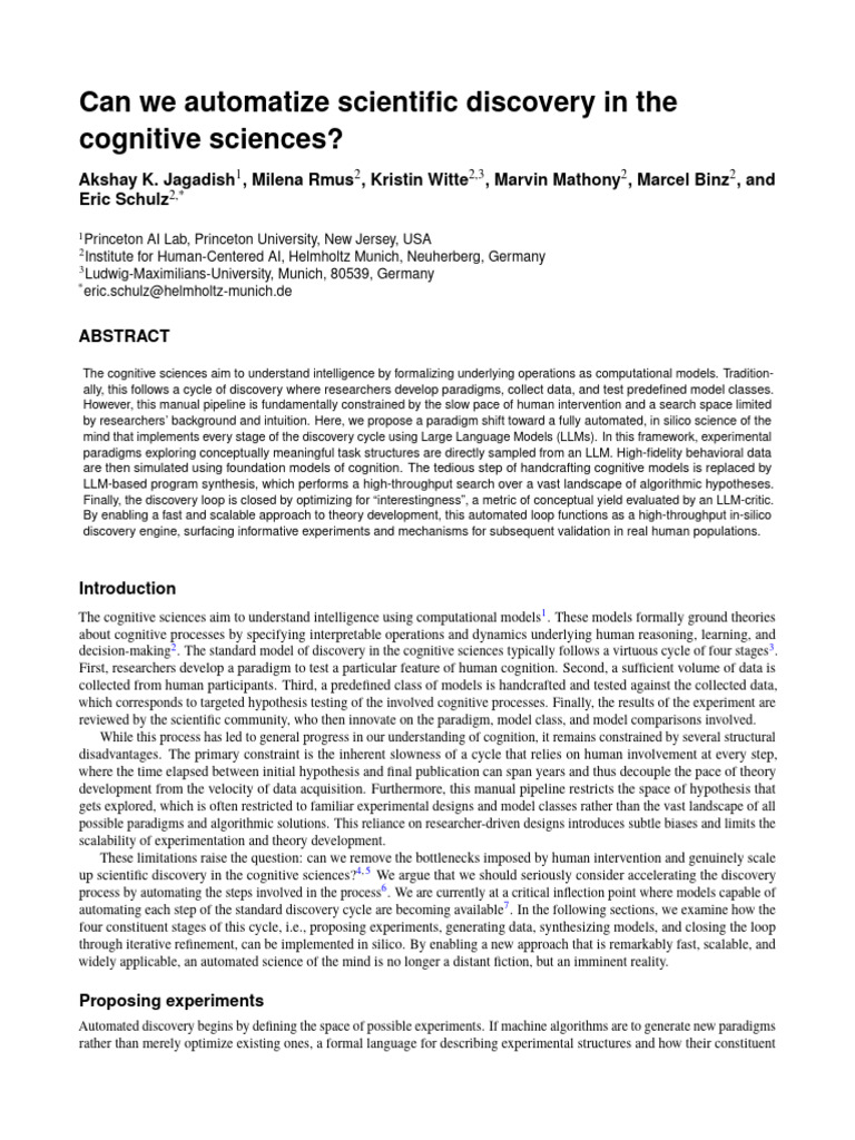Can We Automatize Scientific Discovery in The | PDF