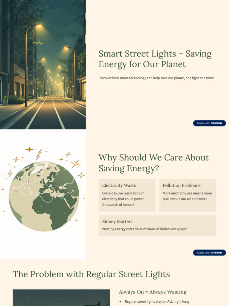 Smart Street Lights Saving Energy For Our Planet | PDF | Street Light ...