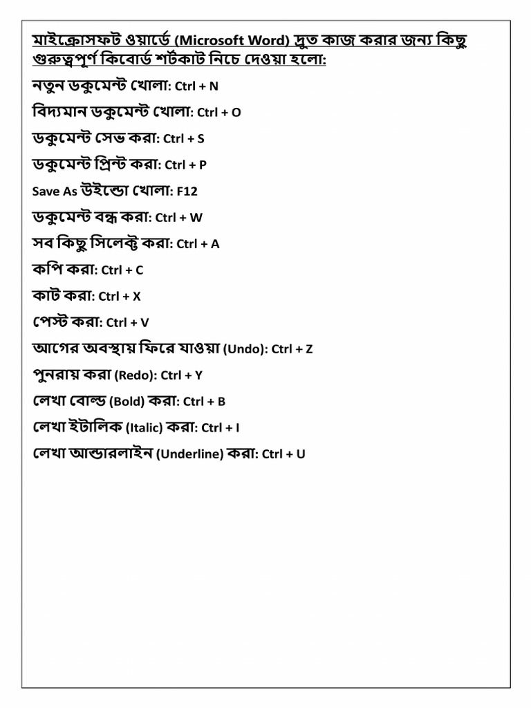 Shortcut Key | PDF