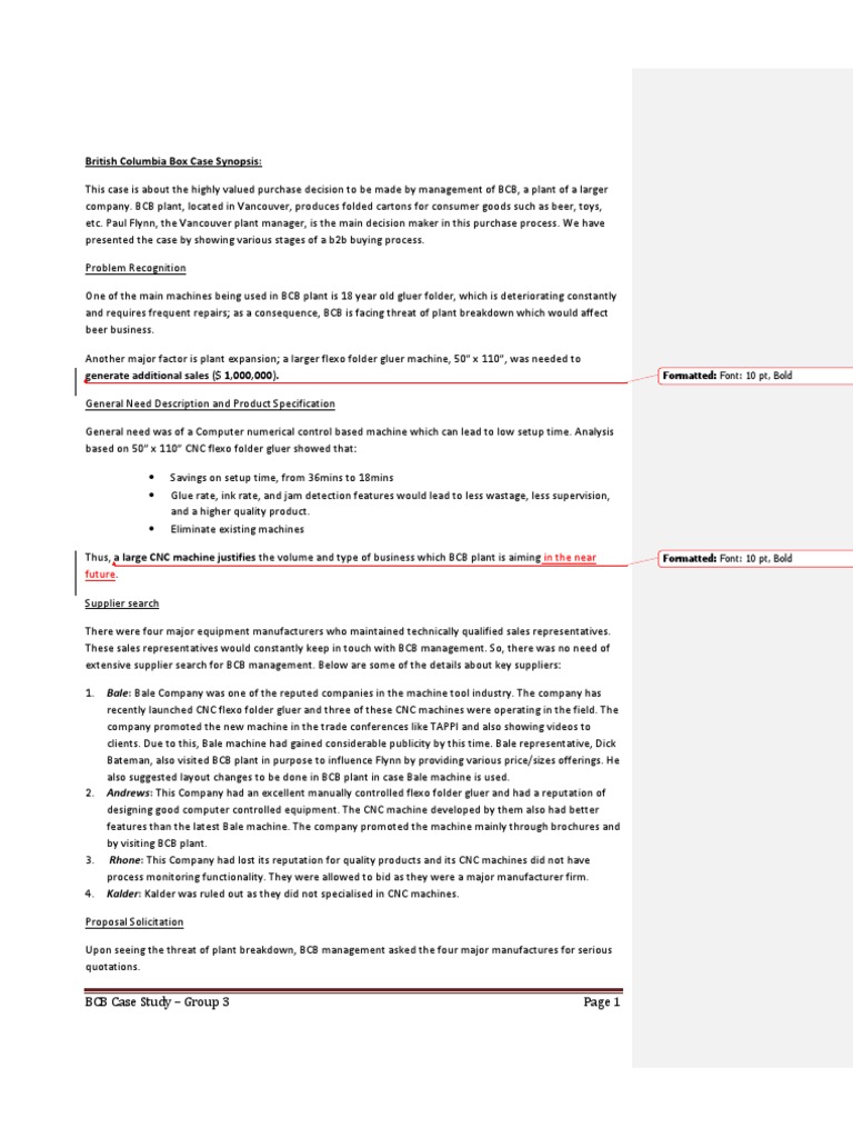 BCB Case Study - Group 3 | PDF | Numerical Control | Industries