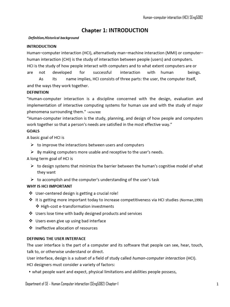 HCI Chapter 1 SE | PDF