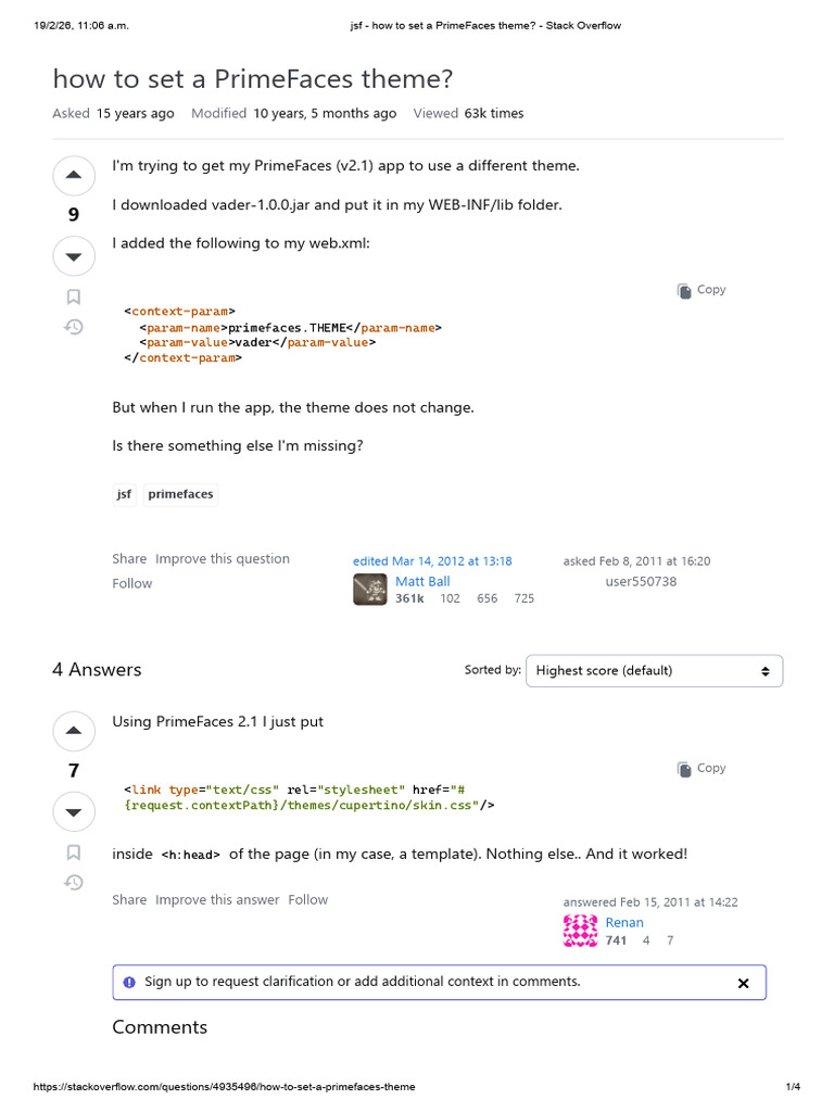 JSF - How To Set A PrimeFaces Theme - Stack Overflow | PDF