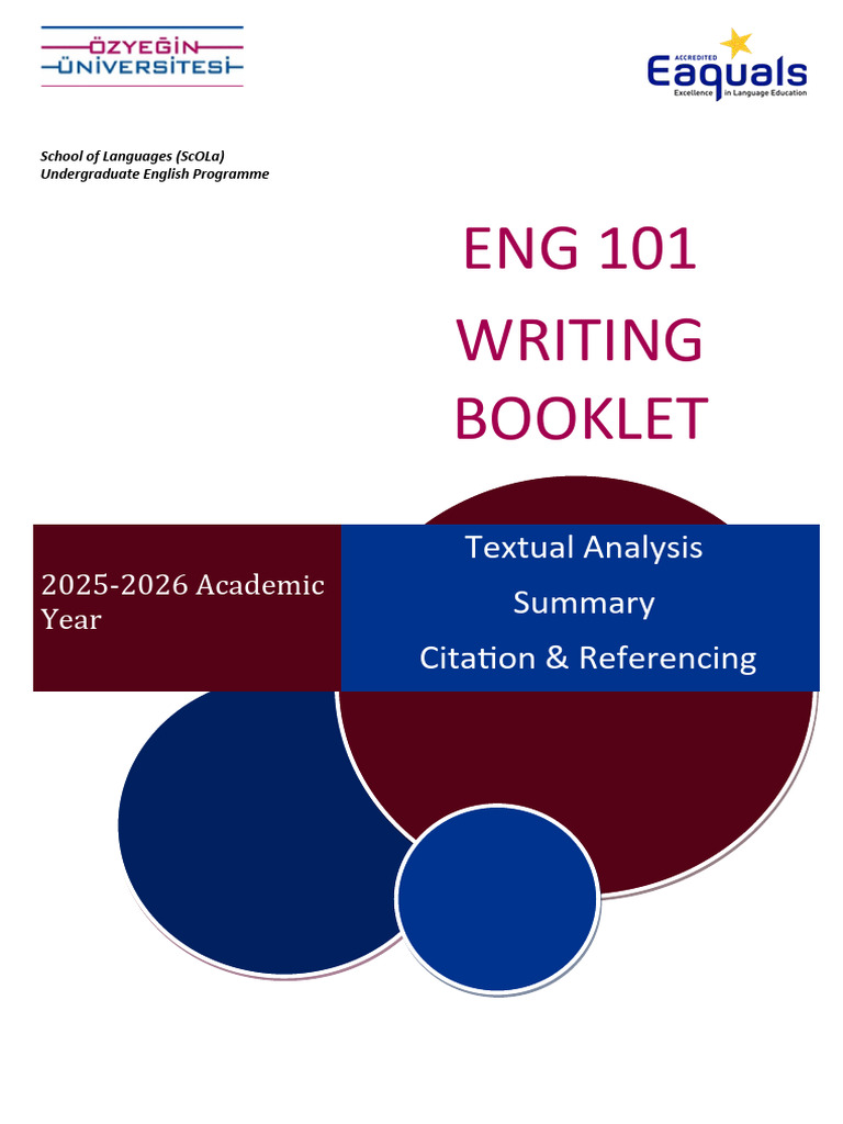 2025-2026 ENG 101 Writing Booklet | PDF