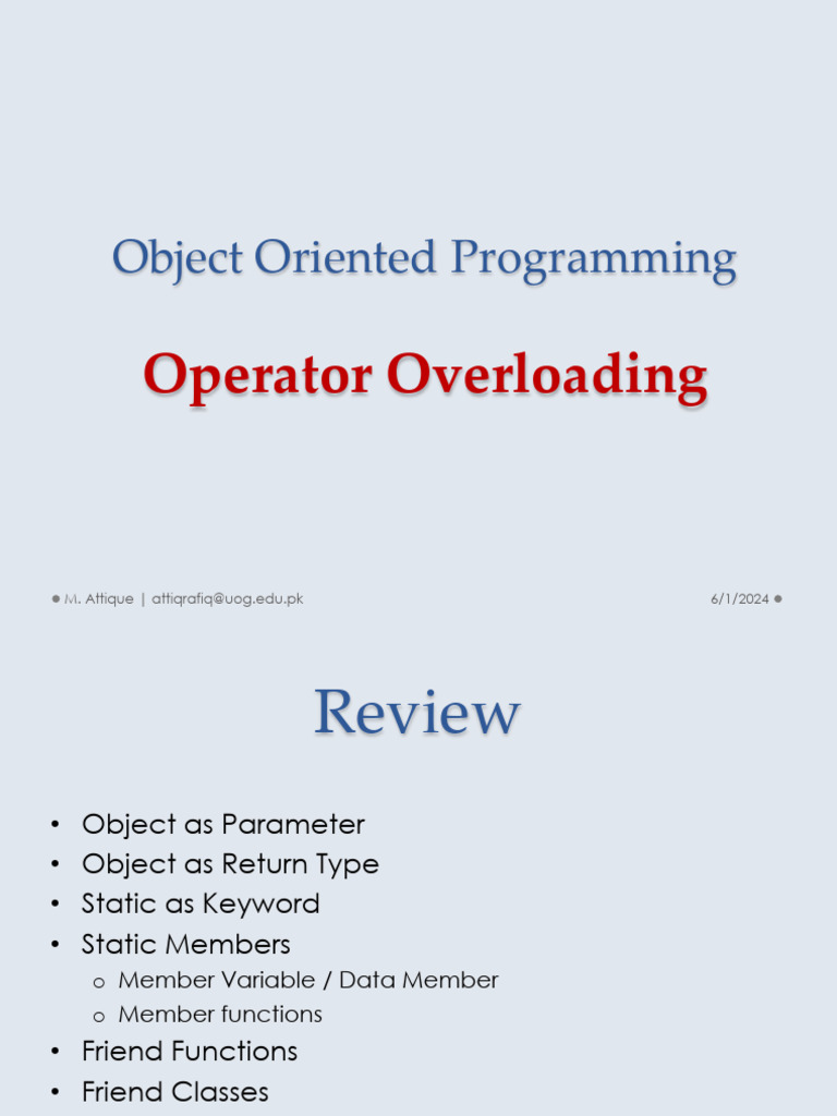 Operator Overloading | PDF