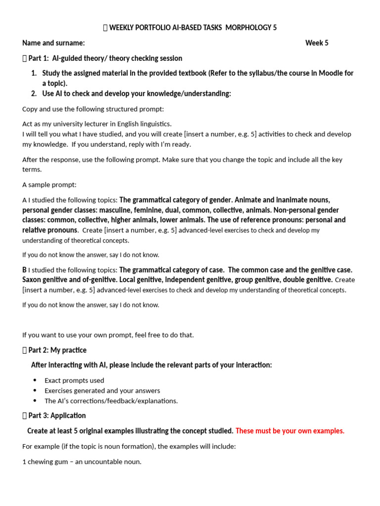 ? Weekly Ai-Based Tasks - STD - 5 | PDF