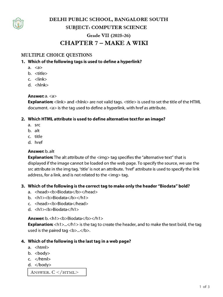 Grade 7 COMPUTER Chapter 7 Make A Wiki Notes | PDF