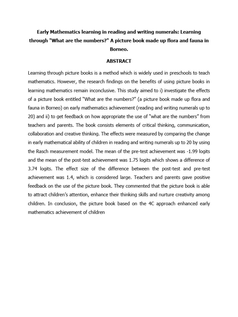 Early Mathematics Learning in Reading An | PDF