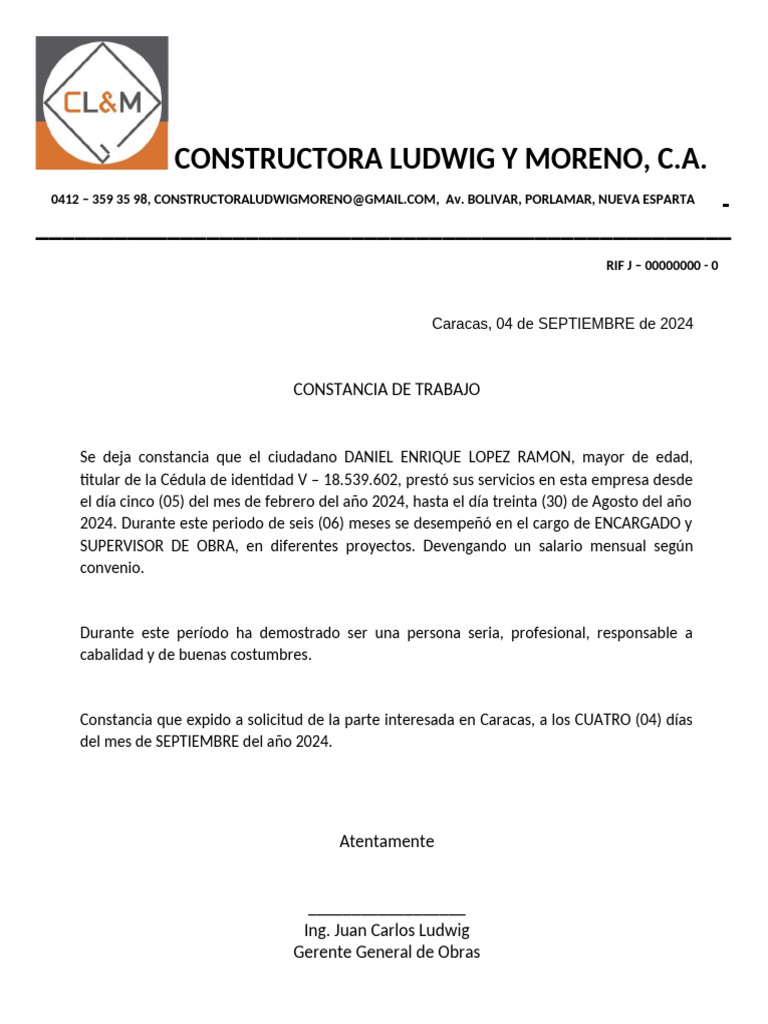 Constructora Ludwing y Moreno | PDF