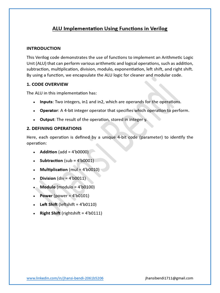 ALU Implementation in Verilog | PDF | Multiplication | Computer Engineering