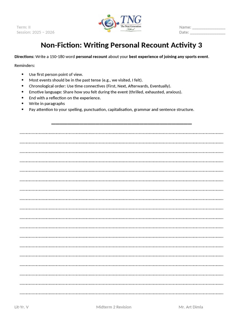Writing Personal Recount Activity 3 | PDF | Languages | Foreign ...