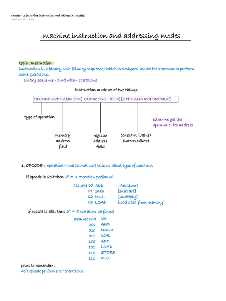 Chapter - 2 (Instruction Format and Addressing) | PDF | Central ...