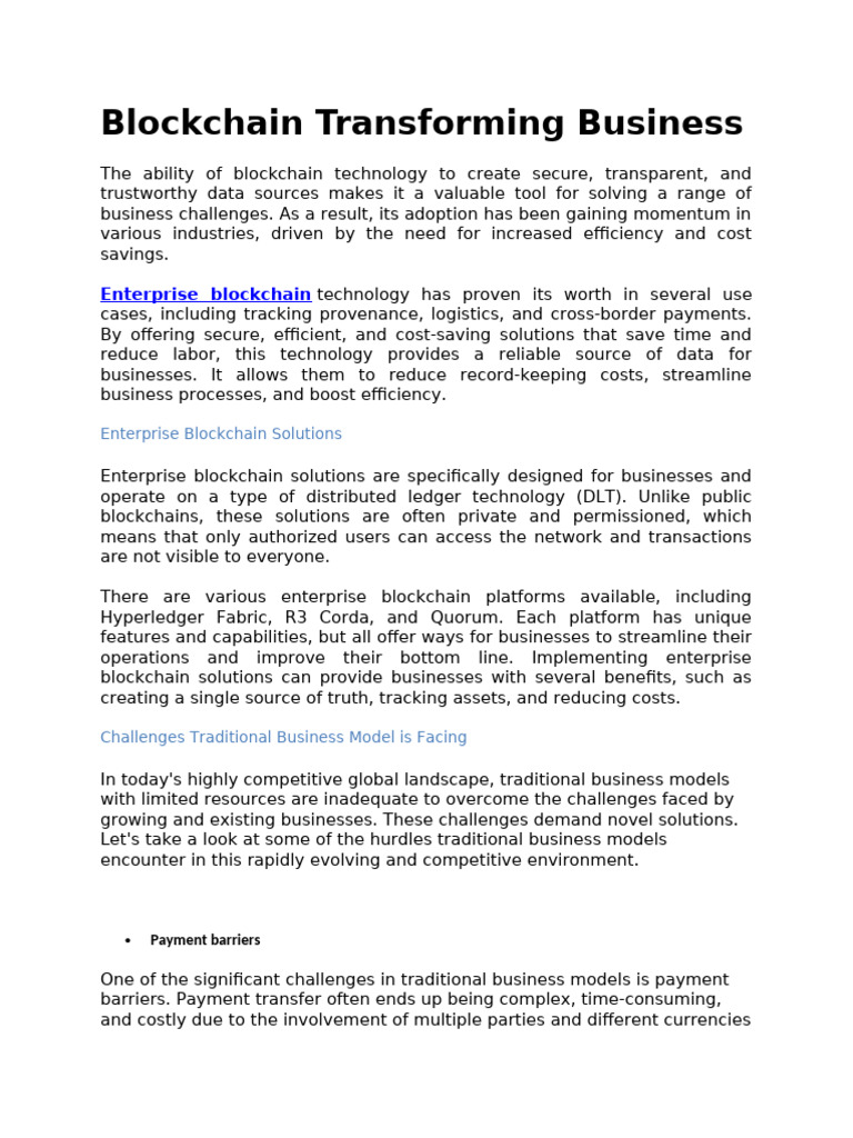 Unit 5 Blockchain Transforming Business | PDF | Computer Security ...