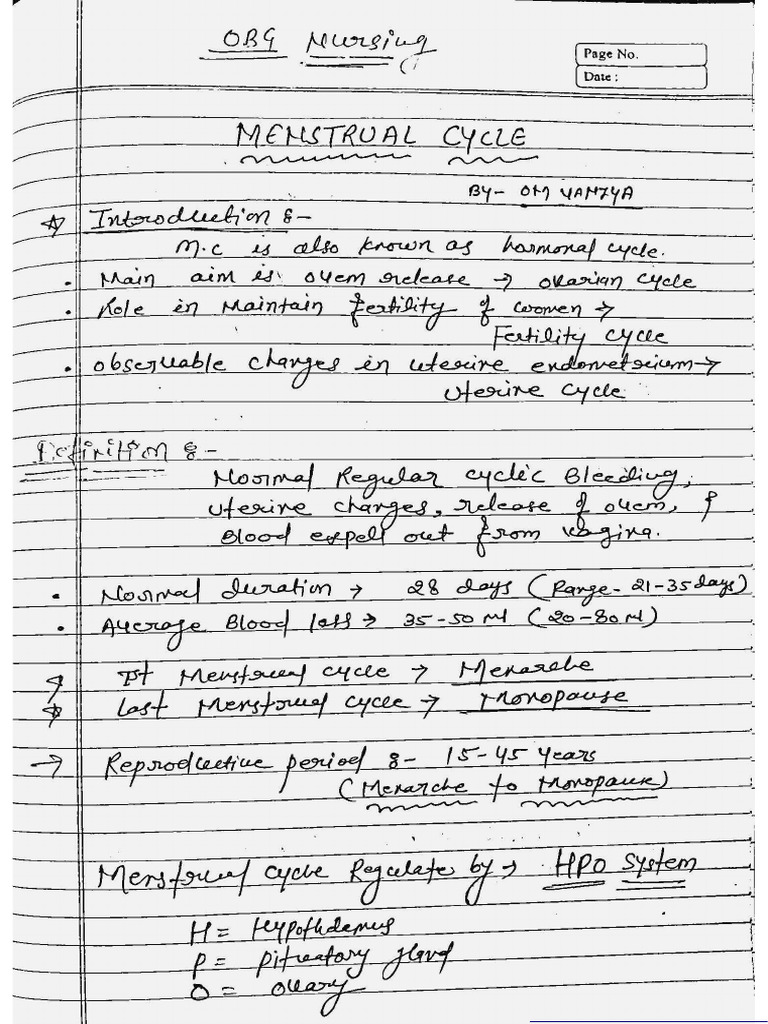 Menstrual Cycle Notes | PDF