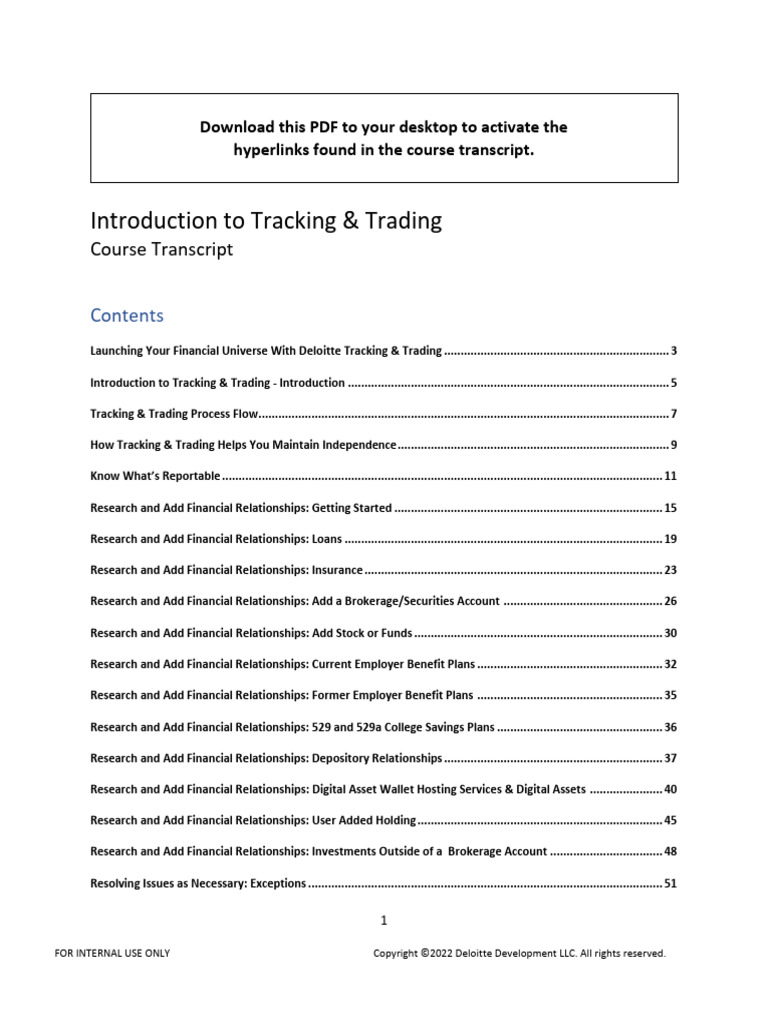 Launching Your Financial Universe With Deloitte Tracking & Trading ...