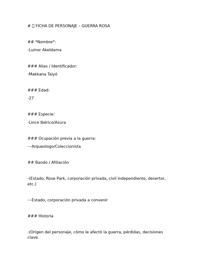 Ficha Guerra Rosa | PDF