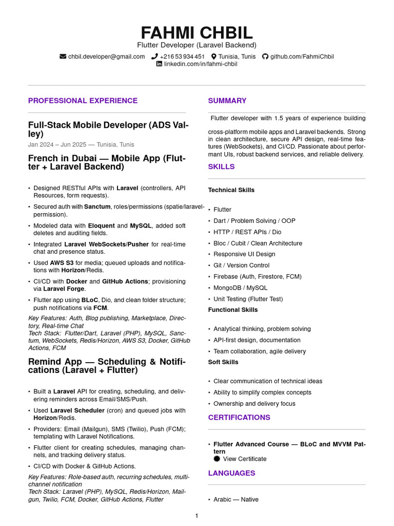 CV Fahmi Chbil | PDF | Centralized Computing | Software Engineering