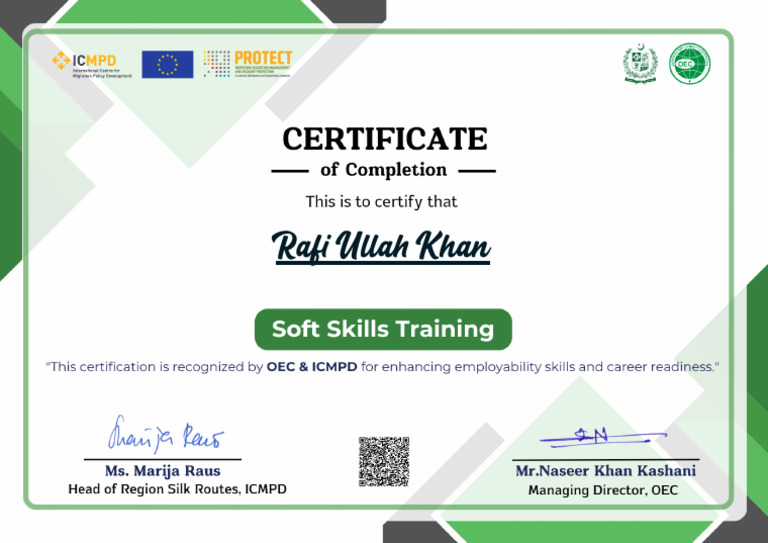 Softskill Certificate - Rafiullah | PDF