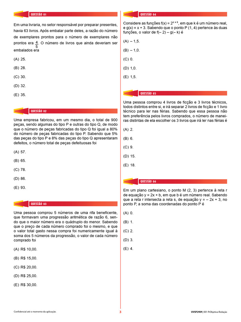 Caderno Provas Univesp 2025 | PDF