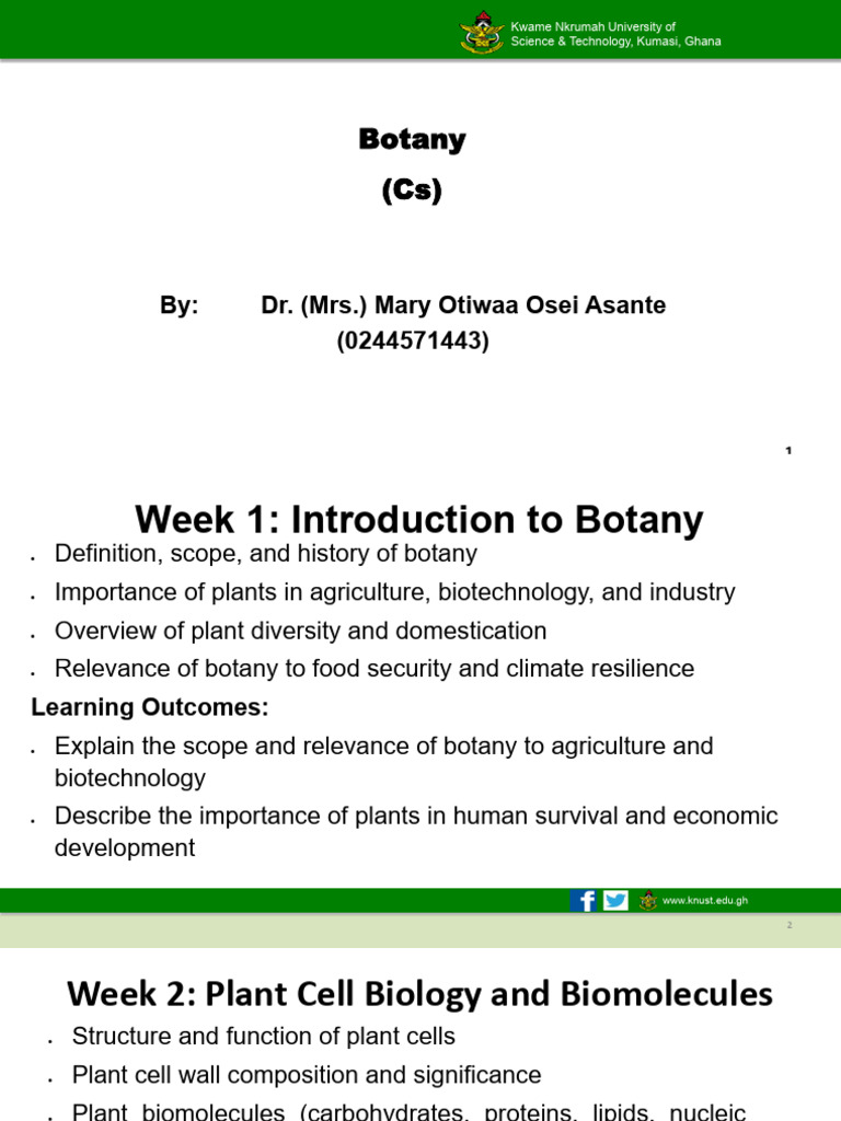 Botany Lecture 1-3 | PDF