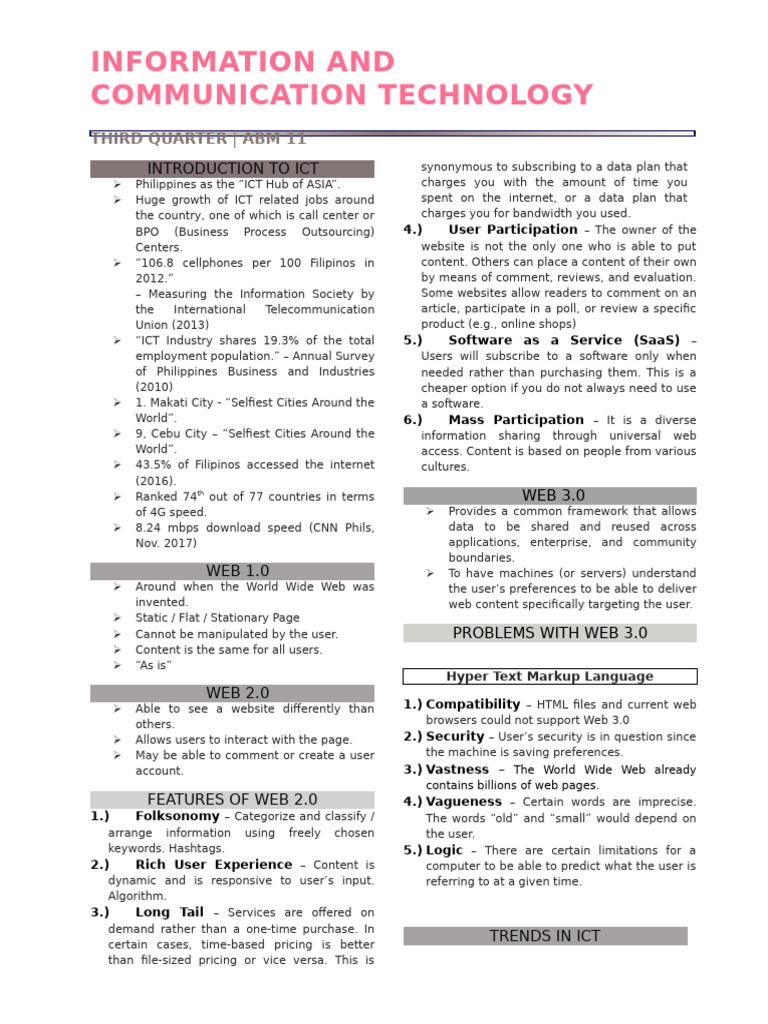 Introduction To Ict | PDF | World Wide Web | Internet & Web