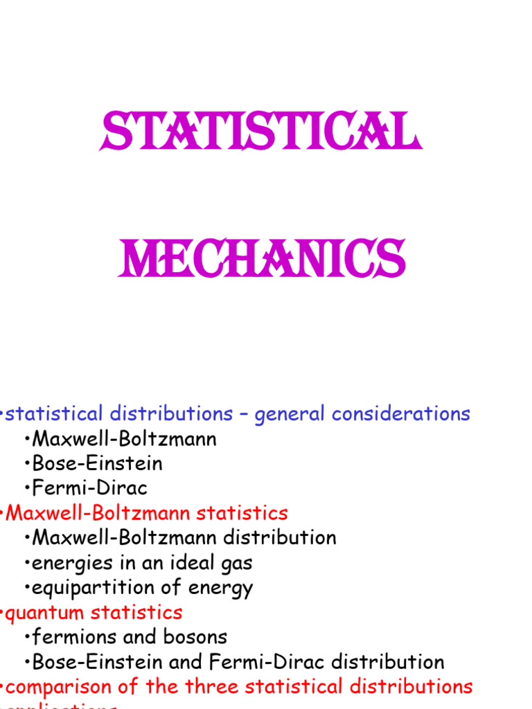 Statistical Mechanics | PDF | Temperature | Physics