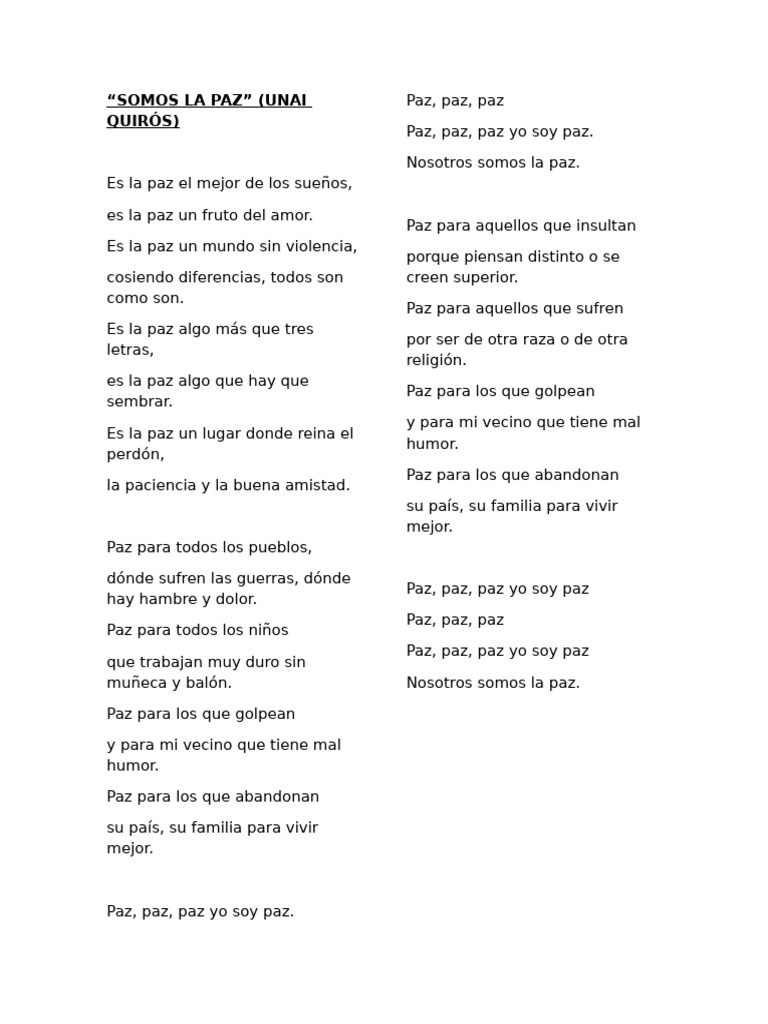 Canciones de Paz | PDF