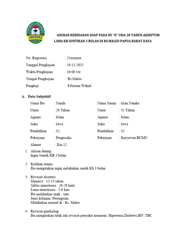 SOAP KB Febriana Wahab MID | PDF