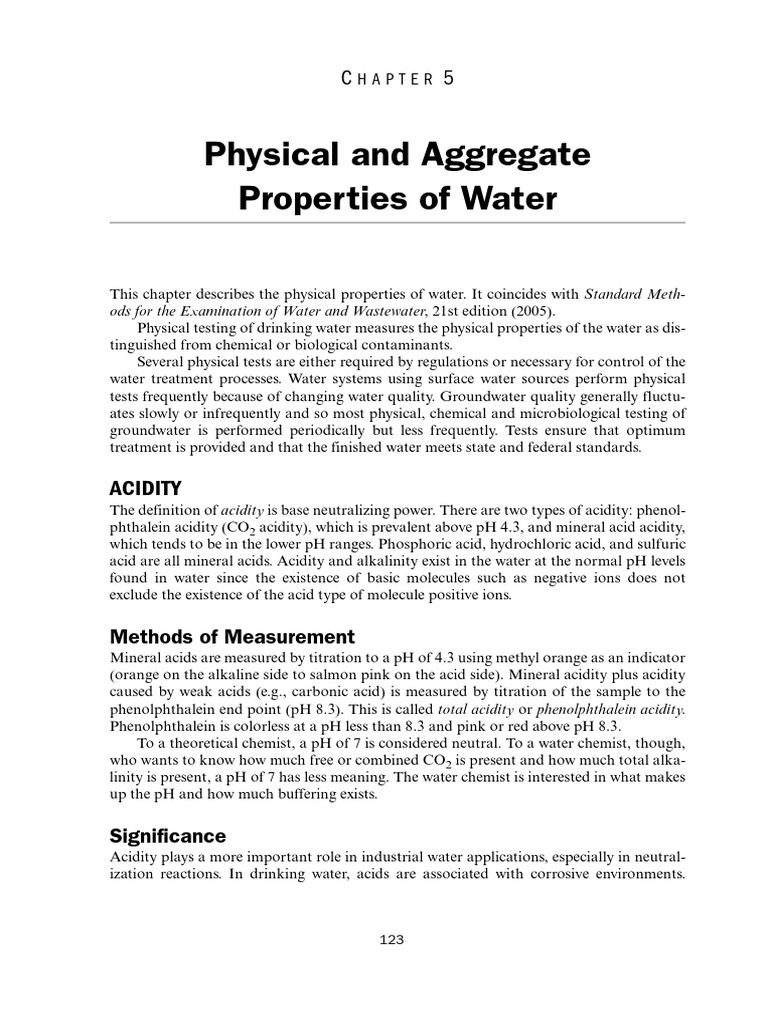 Water Quality - (Physical and Aggregate Properties of Water) | PDF