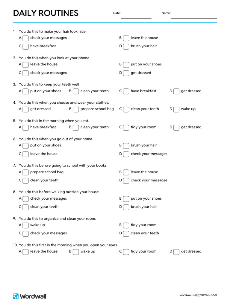 Daily Routines Quiz | PDF