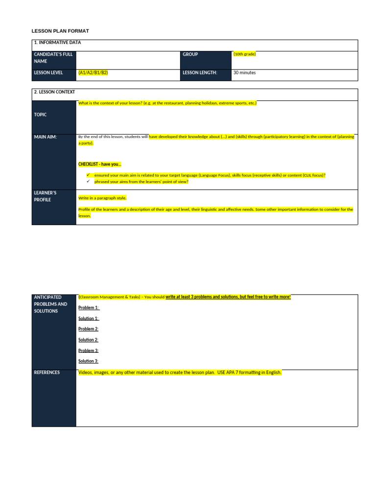 Lesson Plan Format | PDF